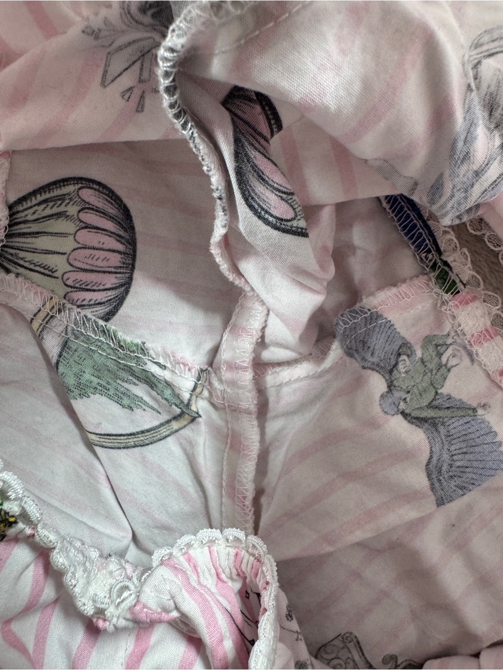 Katie Kime X Wicked Pink White Striped Boxer Style Floral Lace PJ Shorts Medium - Picture 14 of 16